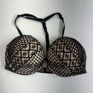 Victoria's Secret Black Mesh Overlay Bra 32C
